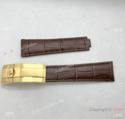 New Style Rolex Replacement Watch Bands Daytona Leather Bands Brown and Gold Buckle 20mm